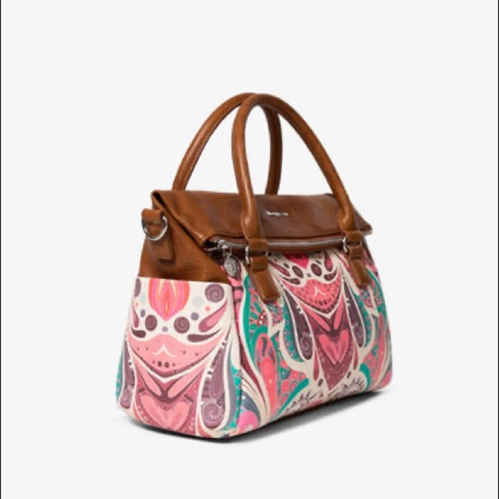 Desigual Bols_Multiverse Loverty Handbag‎ Colorful Paisley Faux Leather Trim NWT
